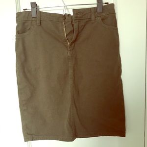 Army green denim pencil skirt